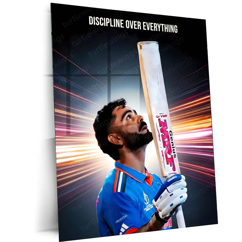 Cricket Metal Poster | Virat Kohli Metal Poster – Iconic Cricket Legend Wall Art 05 - TURTLEWINGS 