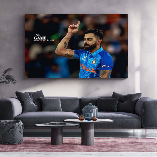 Virat Kohli – The Game Bends to His Will | Cricket Legend Metal Frame Poster