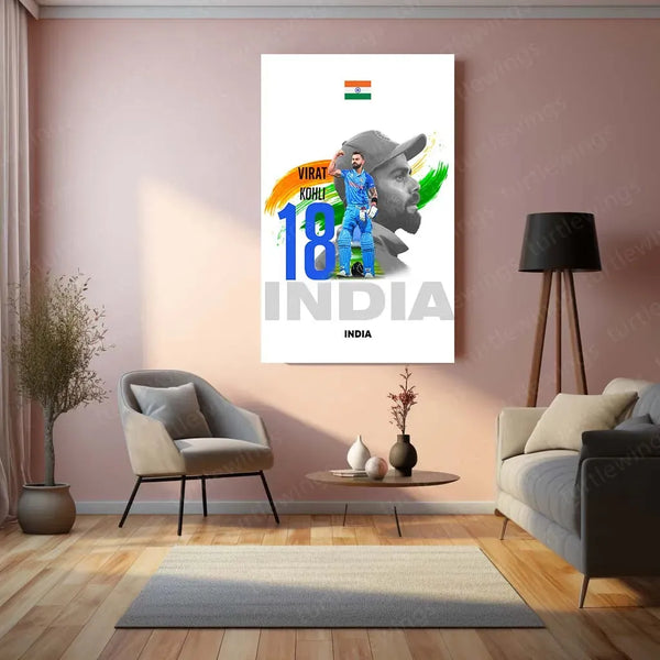 Virat Kohli Metal Poster – Iconic Cricket Legend Wall Art - TURTLEWINGS 