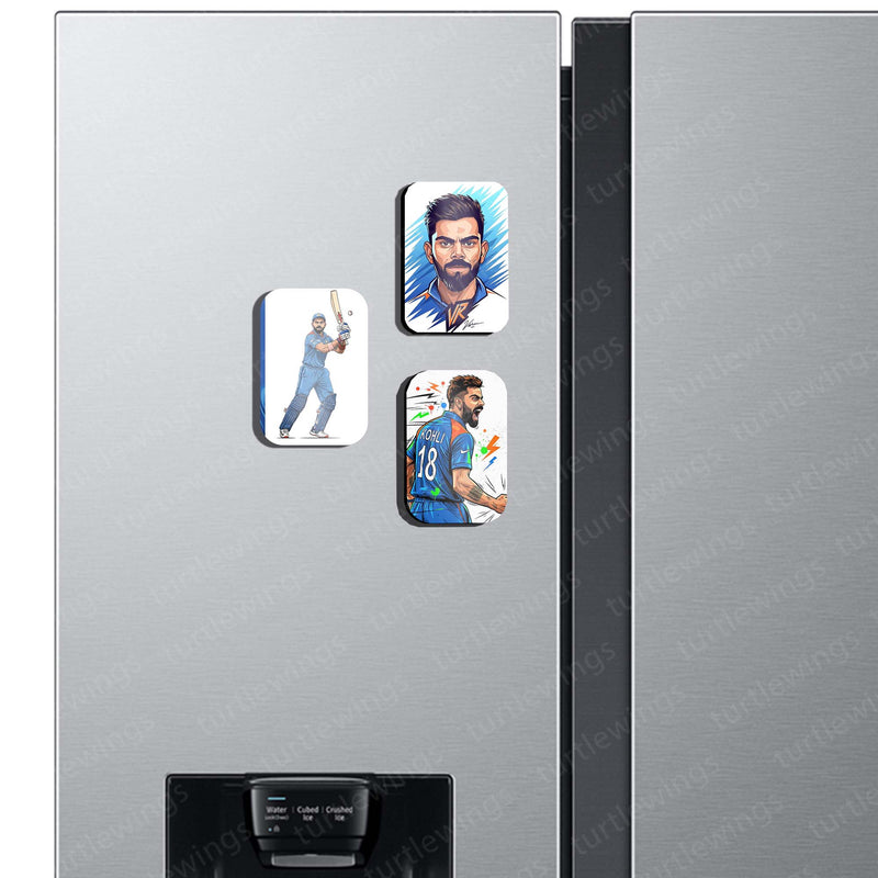 🏏 Virat Kohli – Set of 3 Fridge Magnets