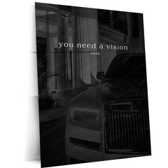 Quote Metal Poster | You Need a Vision Motivational Metal Poster | Luxury Success, Ambition & Goal Setting Wall Art | Black &