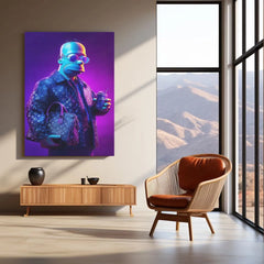 Homer Simpson in Louis Vuitton Metal Poster | Purple Drip Pop Art Wall Decor | Streetwear Meets Cartoon - TURTLEWINGS 