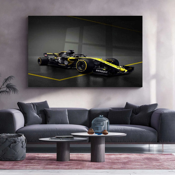Renault R.S.18 Metal Poster | 2018 Formula 1 Racing Artwork | Renault Sport F1 Wall Decor - TURTLEWINGS 