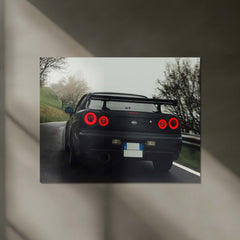 LED | 🏁 Nissan Skyline GT-R R34 Neon LED Metal Poster | JDM Legend Wall Art | Street Racer Glow Decor 01