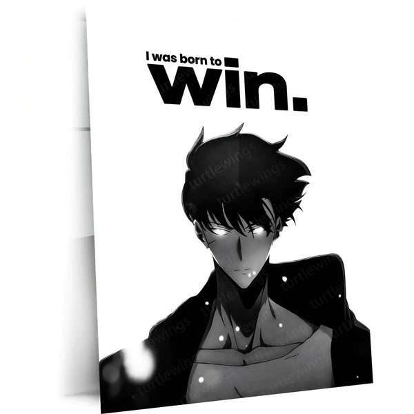 Anime Metal Poster | Sung Jin-Woo – Born To Win Metal Poster Solo Leveling Inspired Wall Art | Victory Mindset Anime Metal Frame