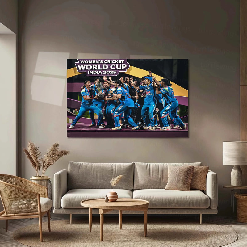 India Women’s Cricket Team – ICC Women’s World Cup 2025 Champions Trophy Celebration | Limited Edition Metal Frame Poster