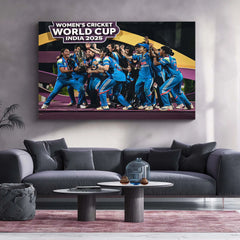 India Women’s Cricket Team – ICC Women’s World Cup 2025 Champions Trophy Celebration | Limited Edition Metal Frame Poster