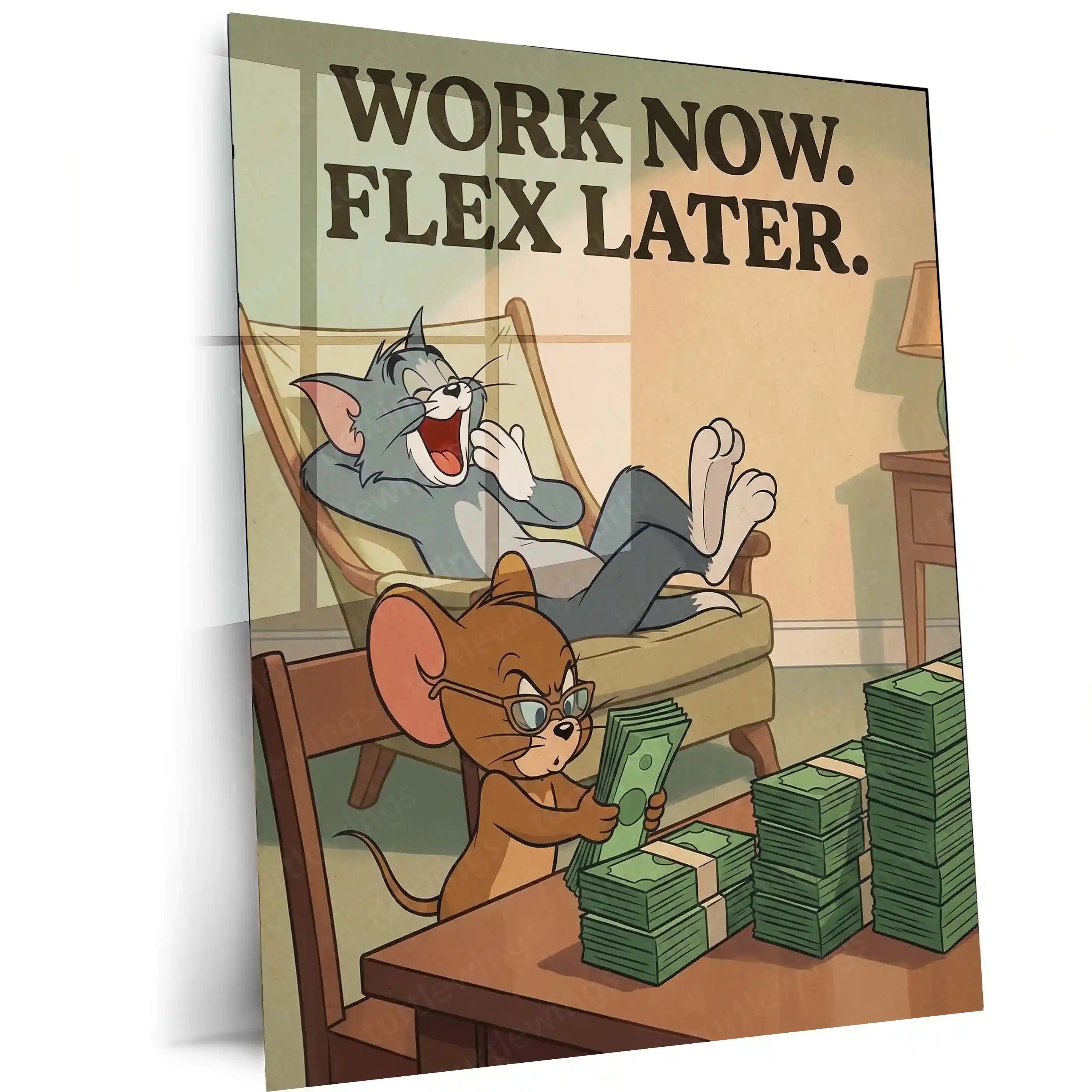 Quote Metal Poster | Work Now, Flex Later | Hustle Motivation Wall Art ...