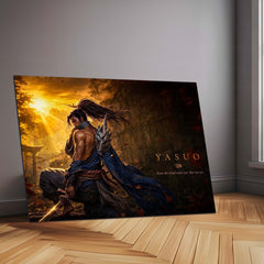 Game Metal Poster | Yasuo – Even The Wind Must Rest Metal Poster League Inspired Wall Art | Samurai Warrior Gaming Metal Frame