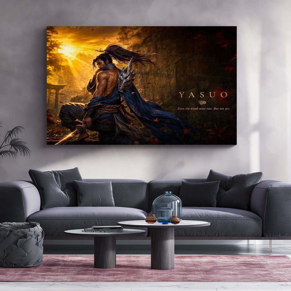 Game Metal Poster | Yasuo – Even The Wind Must Rest Metal Poster League Inspired Wall Art | Samurai Warrior Gaming Metal Frame
