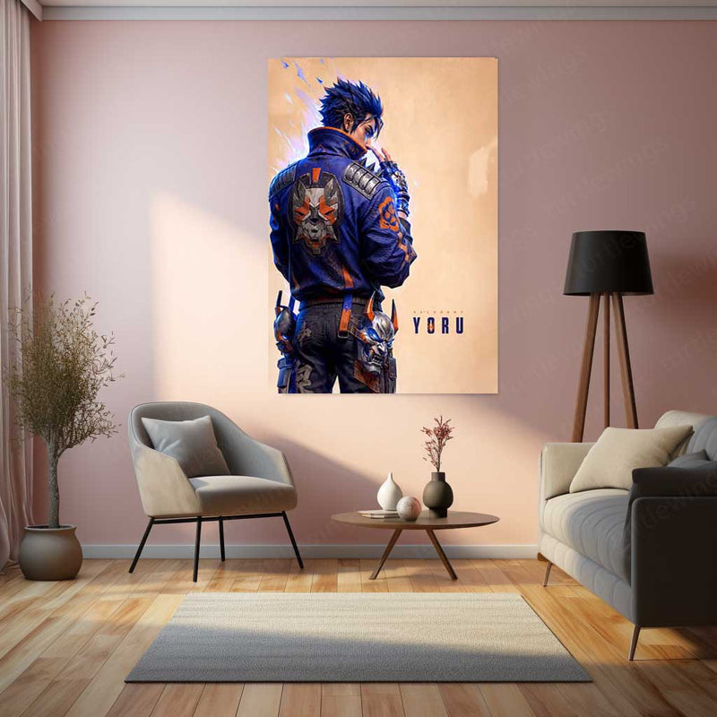 Game Metal Poster | Yoru – Rift Walker Metal Poster Valorant Inspired Wall Art | Dimension Power Gaming Metal Frame