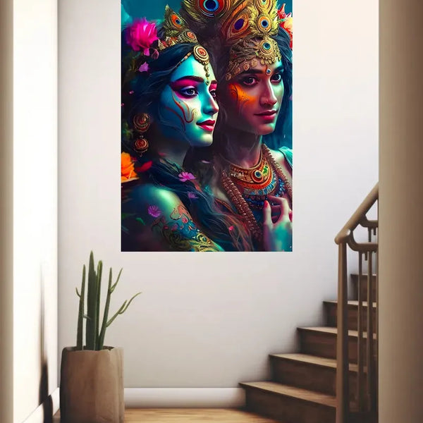Radha Krishna Metal Poster - TURTLEWINGS 