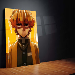 Anime Metal Poster Set of 3 | Zenitsu Agatsuma Minimalist Demon Slayer Triptych Wall Art