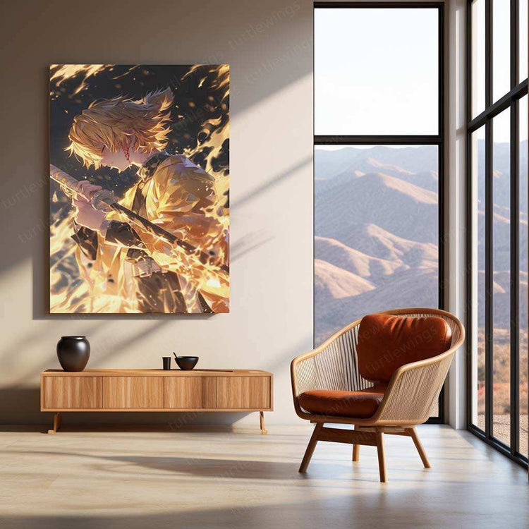 Zenitsu Agatsuma Metal Poster – Demon Slayer | Lightning-Fast Warrior Wall Art - TURTLEWINGS 