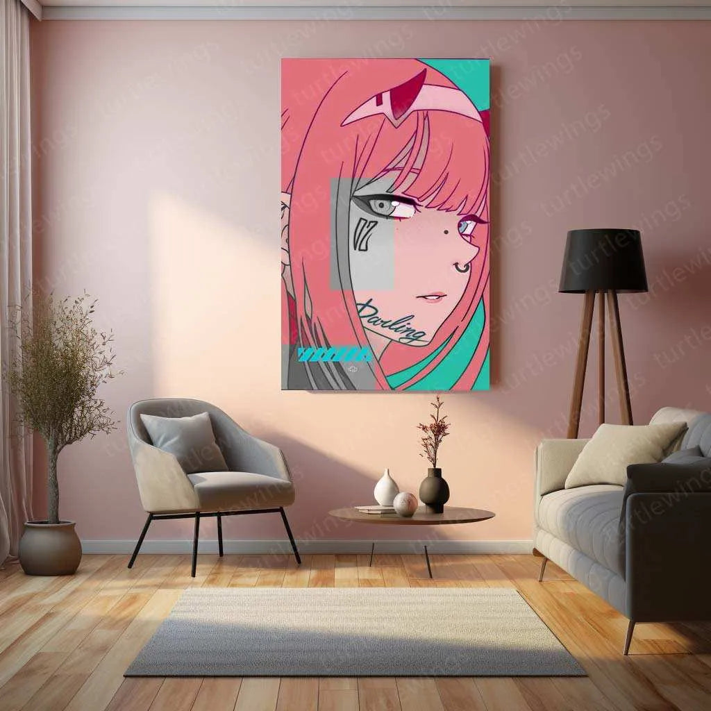 Zero Two Metal Poster – Darling in the Franxx Anime Wall Art
