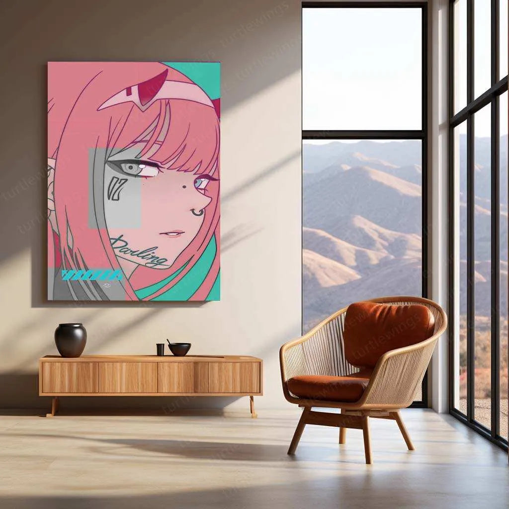 Zero Two Metal Poster – Darling in the Franxx Anime Wall Art