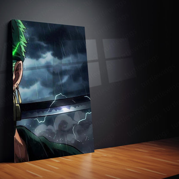 Anime Metal Poster Set of 3 | Roronoa Zoro Demon Aura Triptych Wall Art