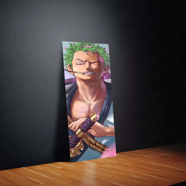 Roronoa Zoro Metal Poster Set of 5 – Split Wall Art | One Piece Swordsman Edition | Anime Metal Frame Collection